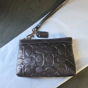 Coach Gunmetal Leather Wristlet